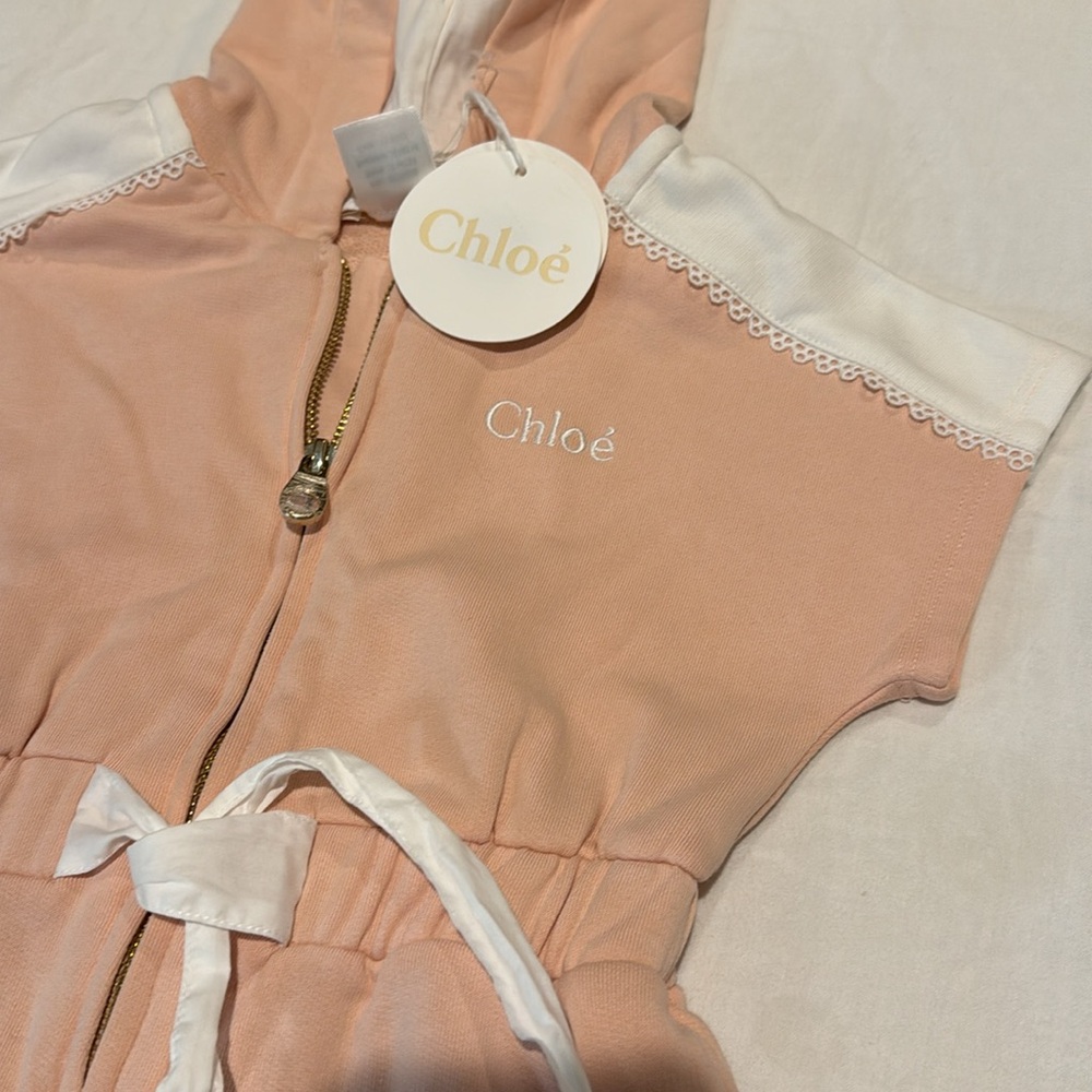 Chloe Kids Track Logo Jumpsuit NWT Sz 4